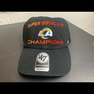 47 Brand Clean Up LA Rams Strapback Hat Super Bowl LVI Champions Los Angeles NFL